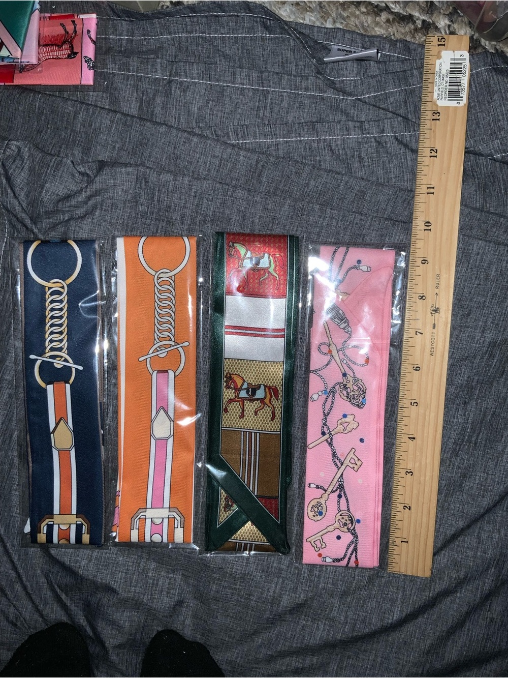 Kids Decorative Hair Scarves - Assorted Colors (Navy, Orange, Green, Pink)